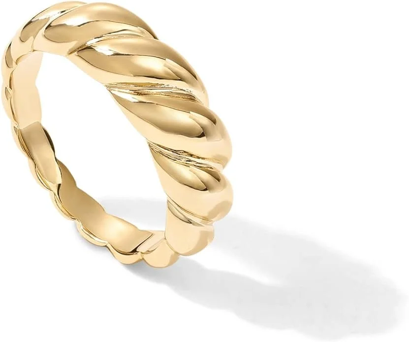 4K Gold Plated Croissant Dome Ring