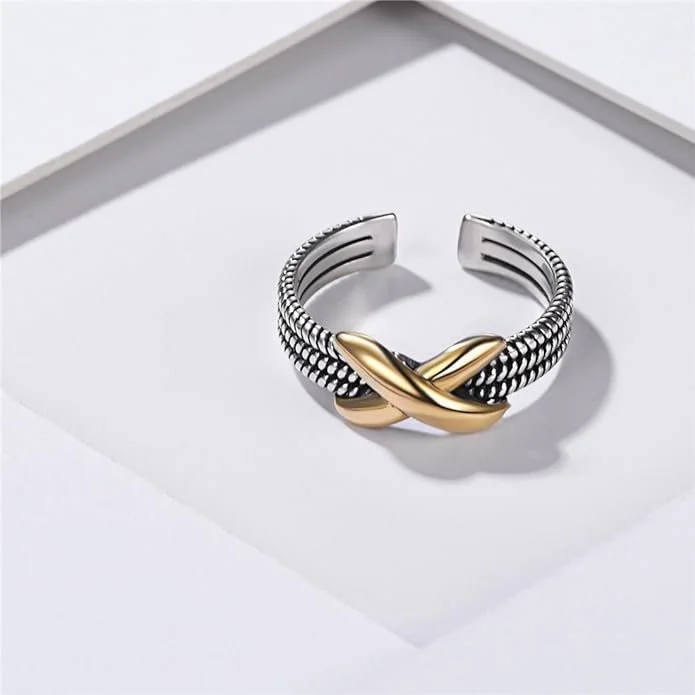 Mixed Metals Retro Cuban Link Chain Ring