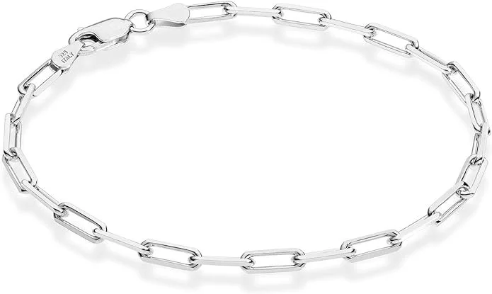 Sterling Silver Italian 3mm Paperclip Link Chain Bracelet