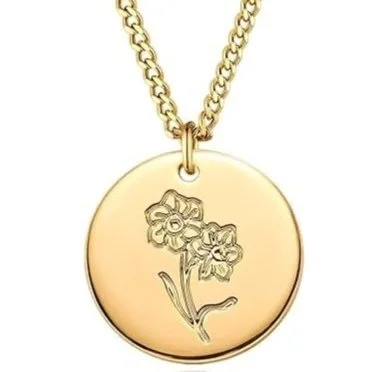 18K Gold Plated Birth Flower Necklace