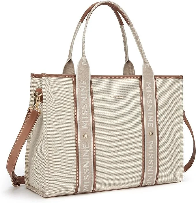 15.6" Missnine Tote Bag Canvas Laptop Bag 
