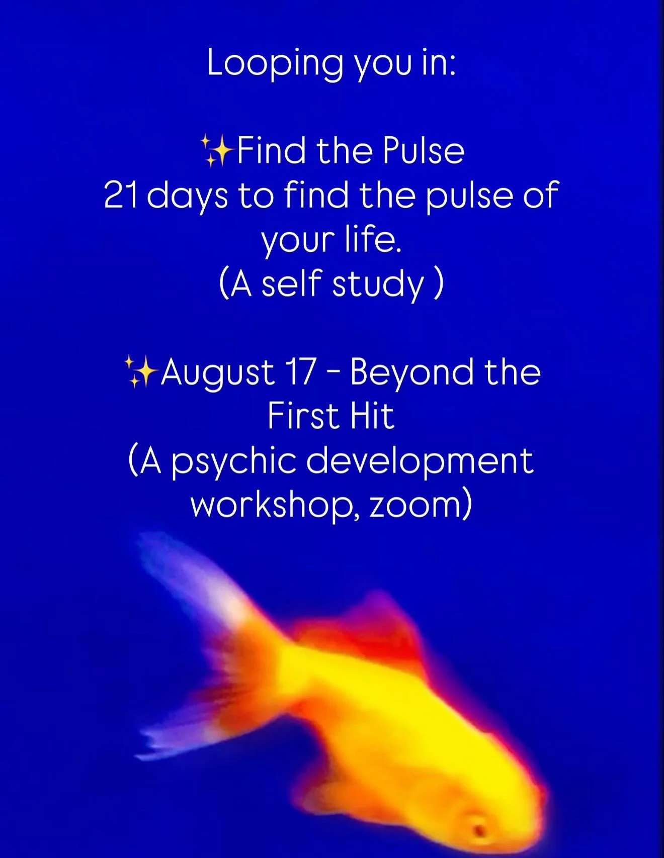 I have a couple new things on the site available ! Really excited about &ldquo;Find the Pulse&rdquo; - A digital workbook to walk you through 21 days to drop you into presence and help break the stinky ass mind loops running the show that inform your