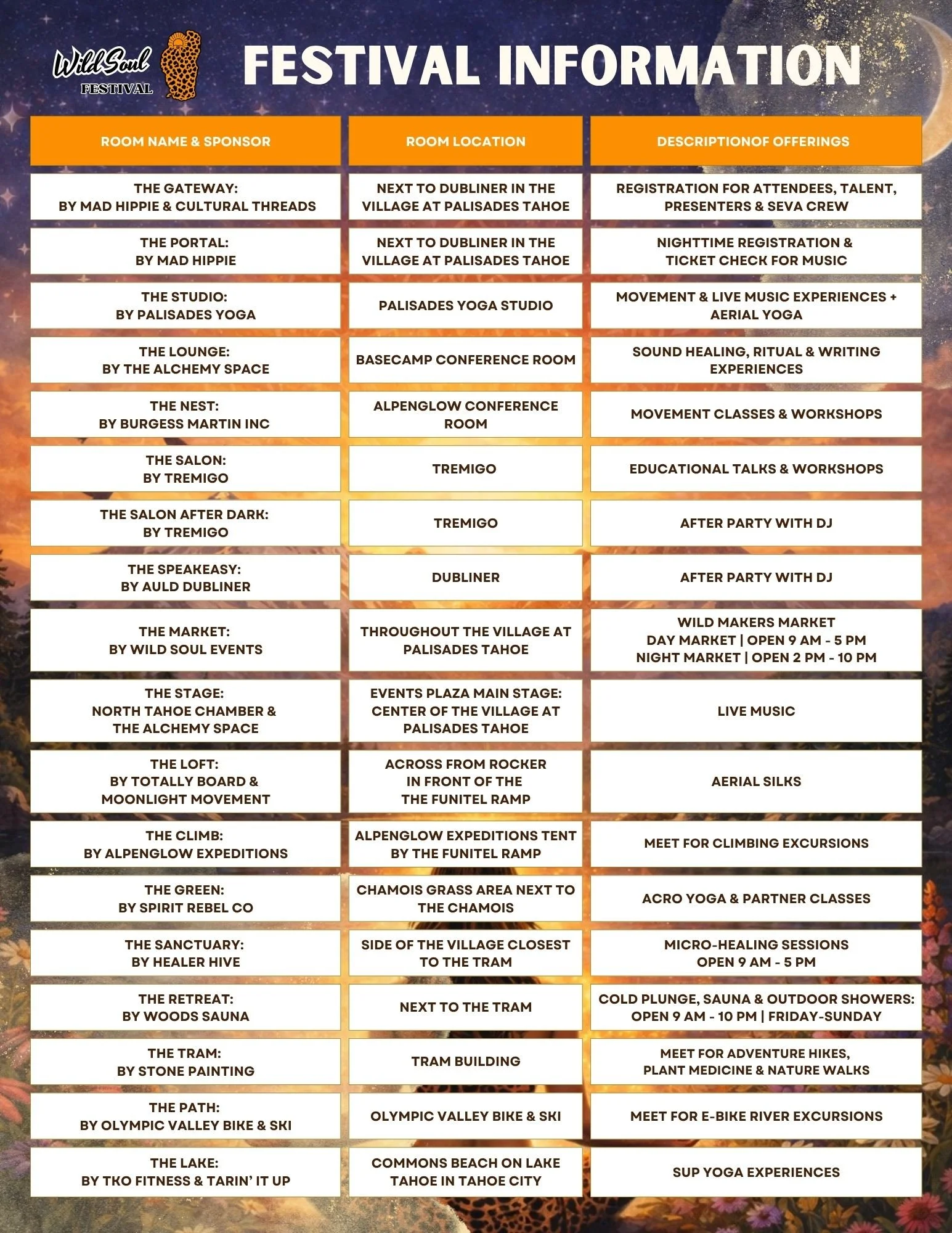 WILD SOUL FESTIVAL INFORMATION