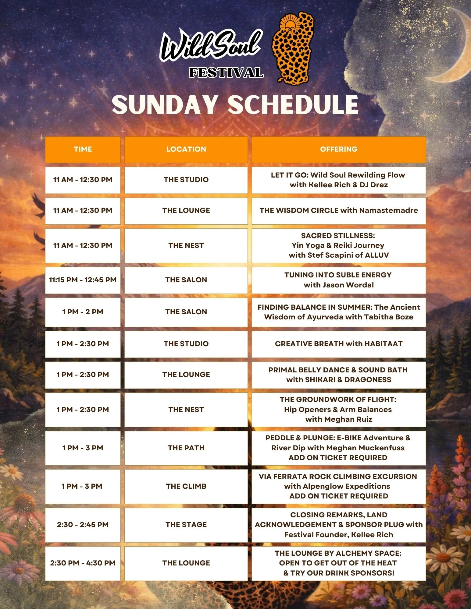 WILD SOUL FESTIVAL SUNDAY 7/12/26 SC