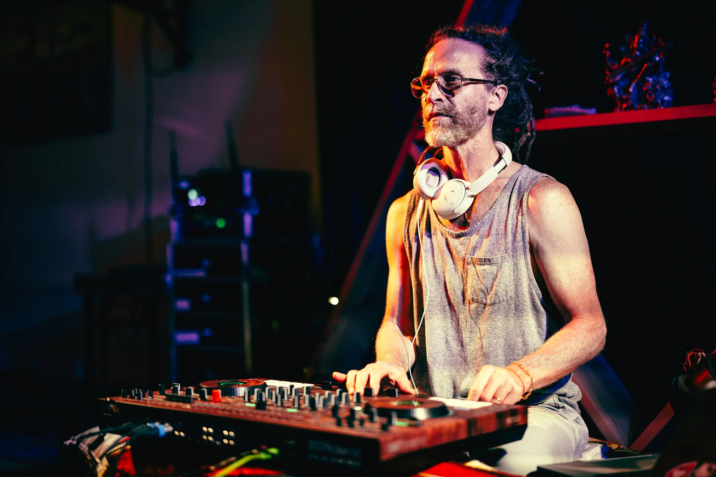 DJ Drez playing at the 2024 Wild Soul Festival.