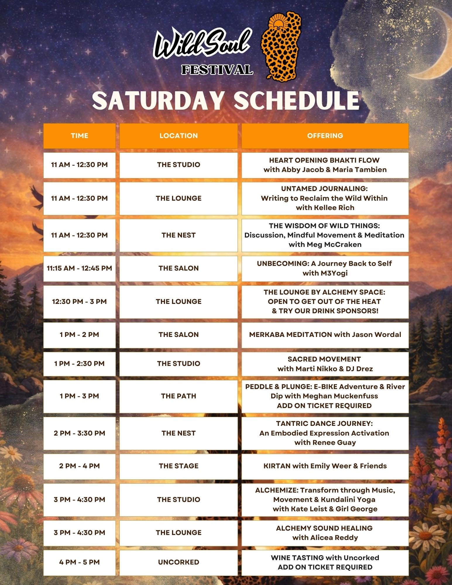 SATURDAY SCHEDULE