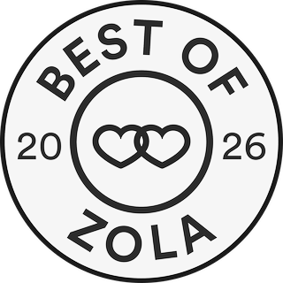 best of zola 2026 badge with two hearts in the middle