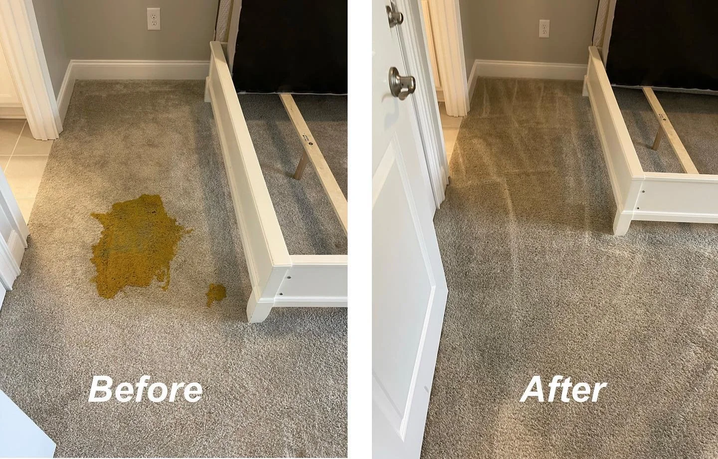 Before and after carpets stain removal