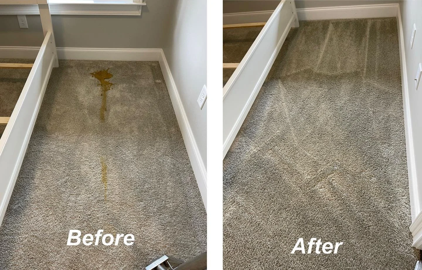 Before and after carpet stain removal