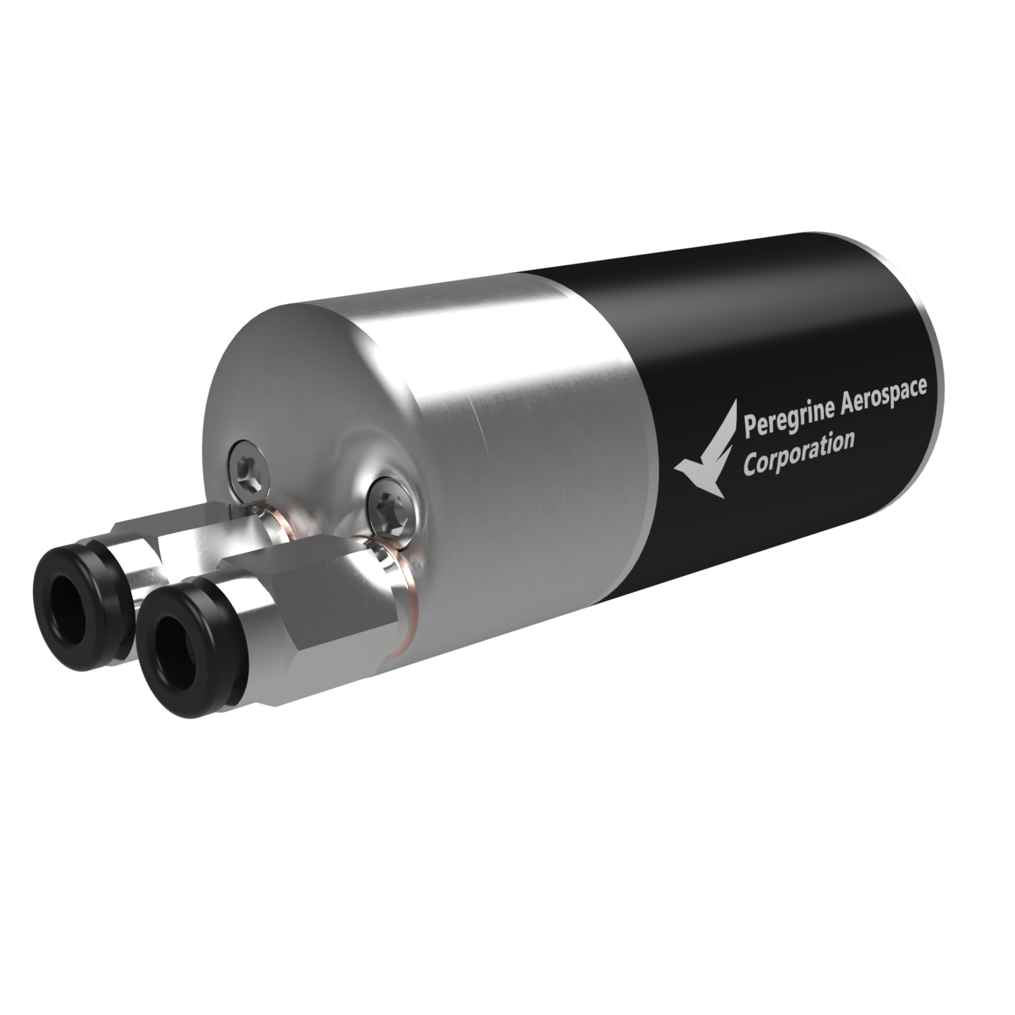 Close-up of a micro-gear pump with two yellow liquid tubes attached, mounted on a 3D printed stand.