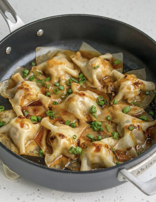 Crispy Chicken Dumplings with Chili Oil 🥟🔥🌿 Serves 2