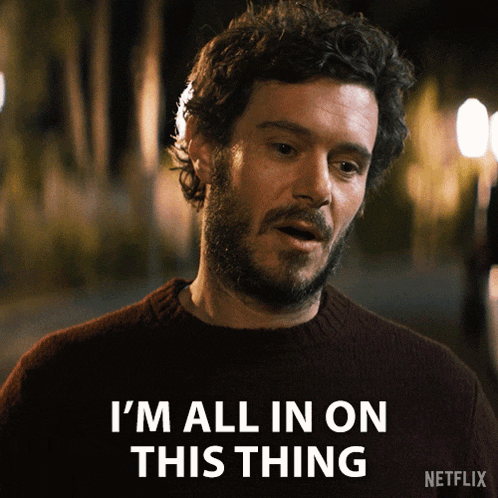 Noah from Nobody Wants This, played by Adam Brody, says "I'm all in on this thing."