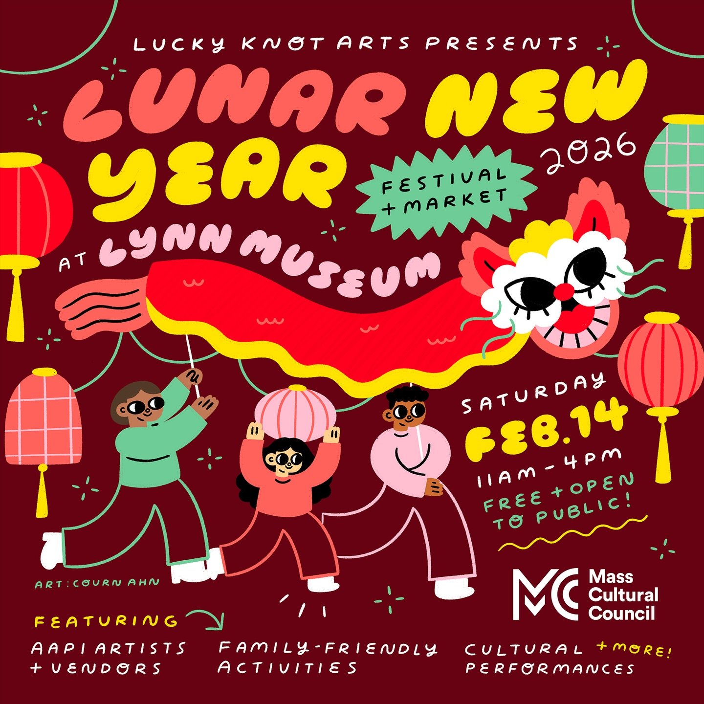 🏮 SATURDAY, FEBRUARY 14! 🏮 Grab your loved ones and spend your Valentine&rsquo;s Day at our second annual Lunar New Year Festival + Market at @lynnmuseum from 11 am - 4 pm 💌 Support Asian American, Native Hawaiian, and Pacific Islander (AANHPI) ar