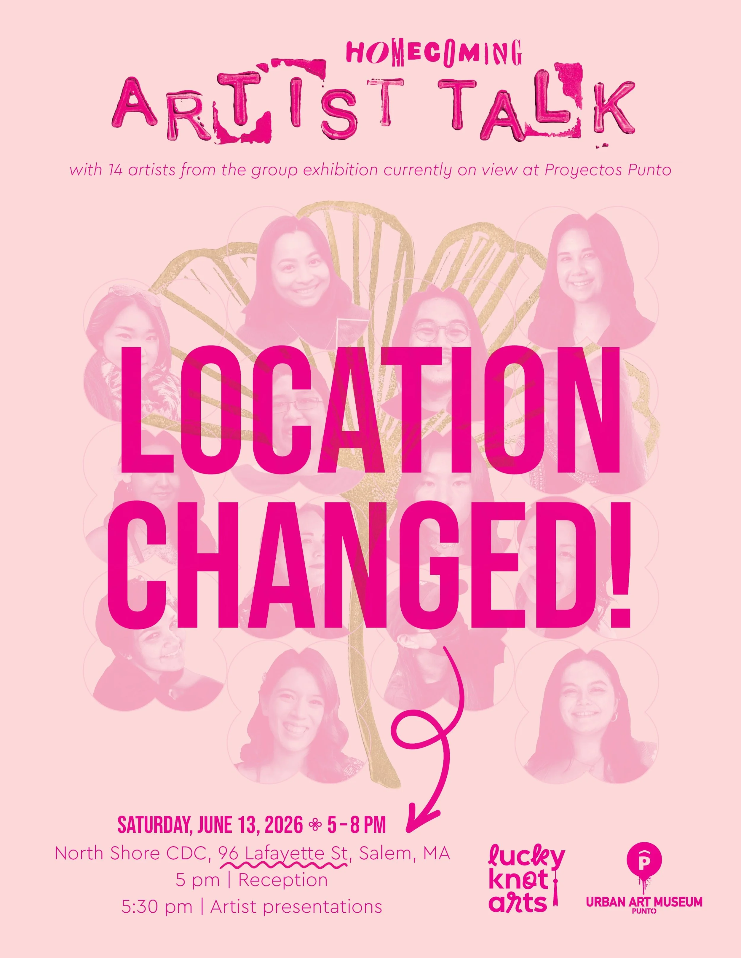 Important update! Due to ongoing construction at Hawthorne Lofts, we&rsquo;re moving Saturday&rsquo;s HOMECOMING Artist Talk event to North Shore CDC,📍96 Lafayette St, 2nd Floor, Salem, MA. All other details will remain the same. 

In the meantime, 