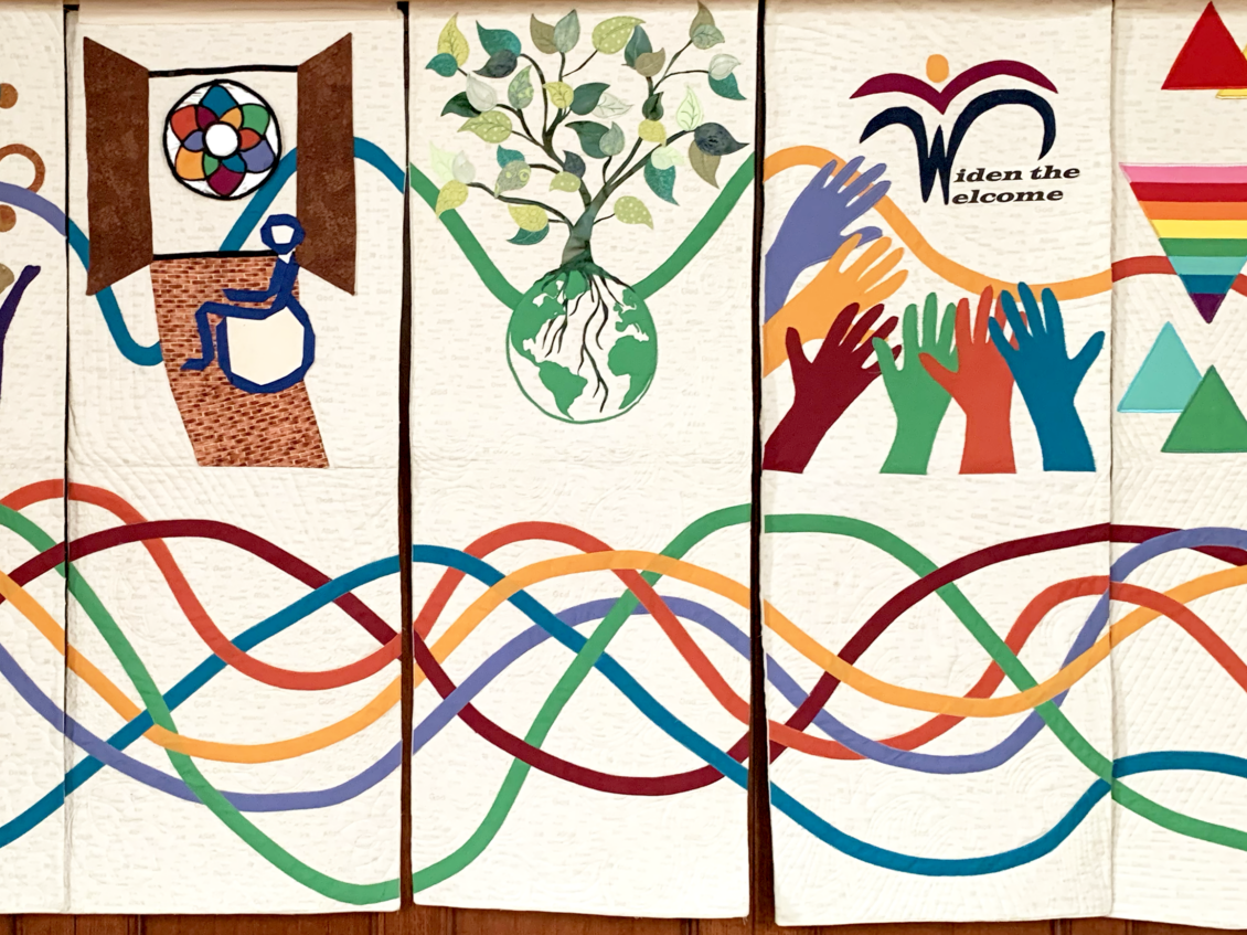 Mural at UCC Boulder demonstrating a WISE congregation