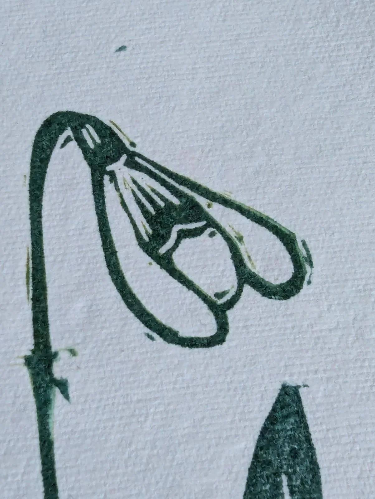 hand printed snowdrop flower