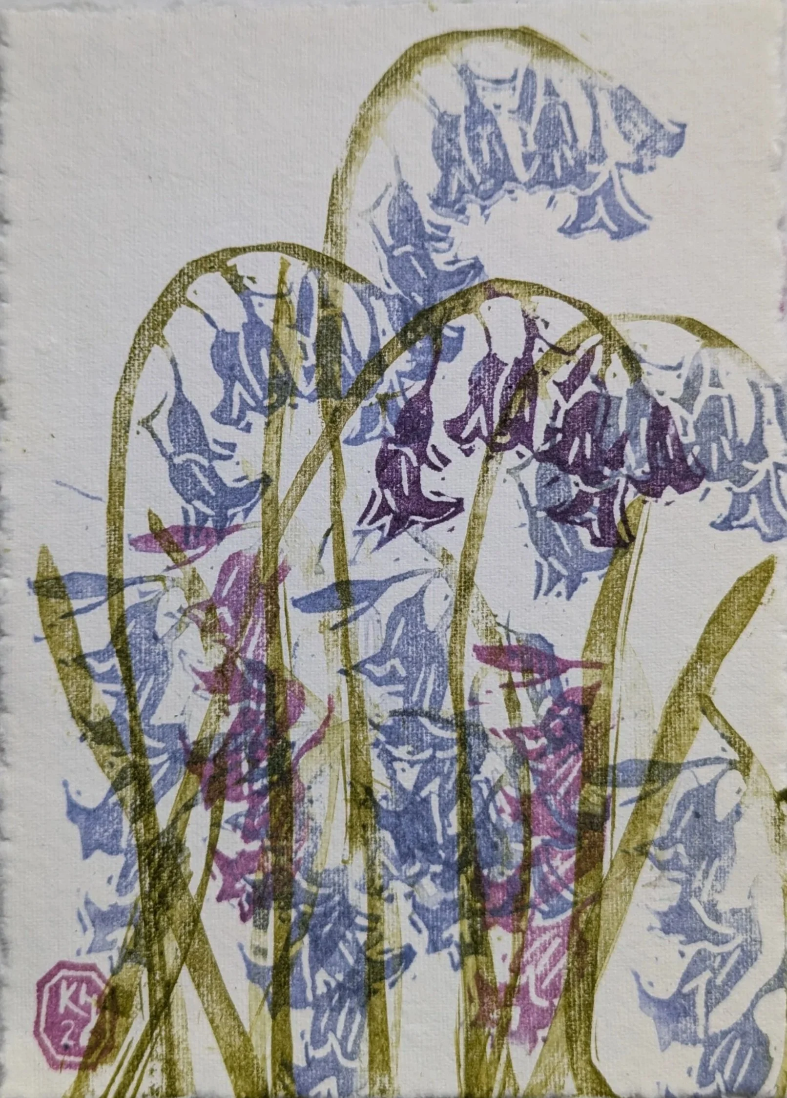 hand printed bluebell flowers