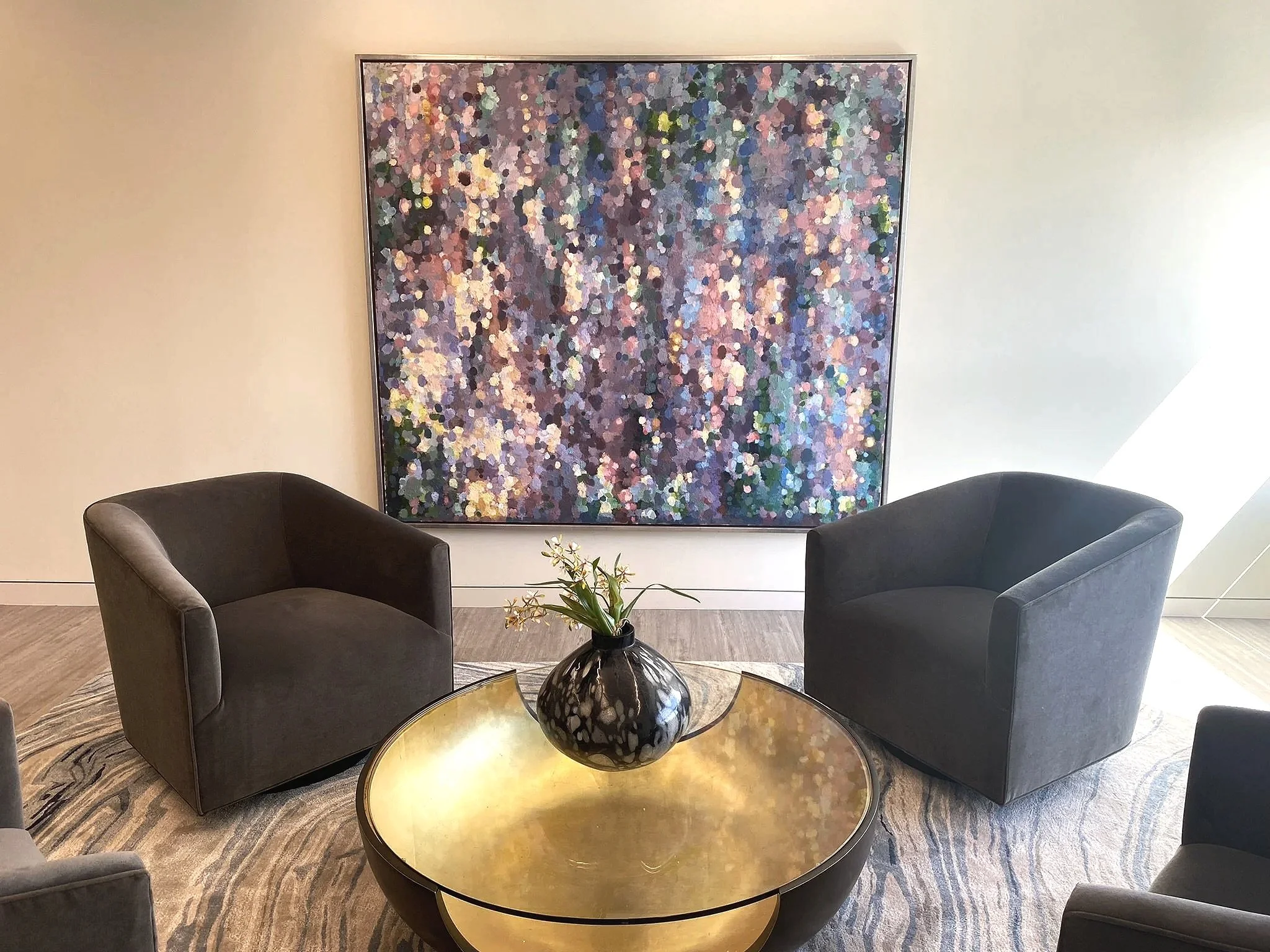 Kurt Moyer installed with a collector through Gross McCleaf Gallery