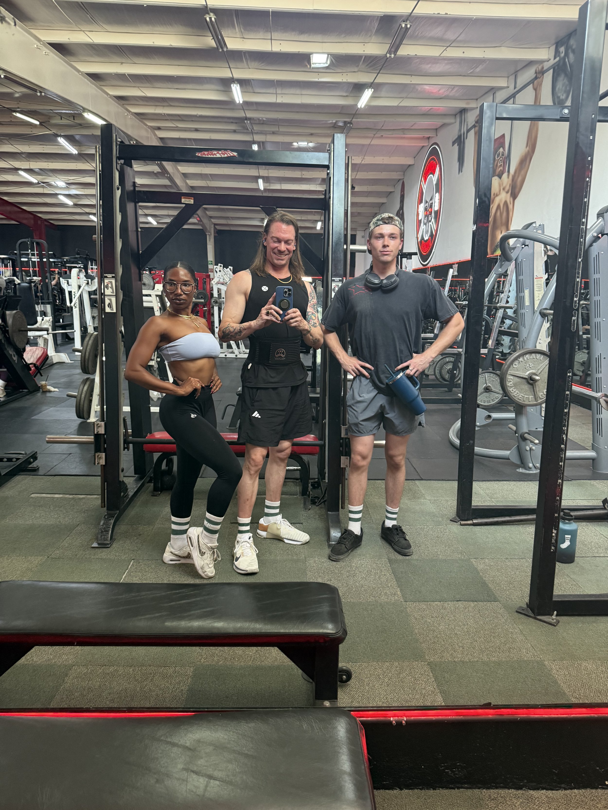 Doc Flossin's Feels Hemp Socks worn by father, son, and stepmother at the gym