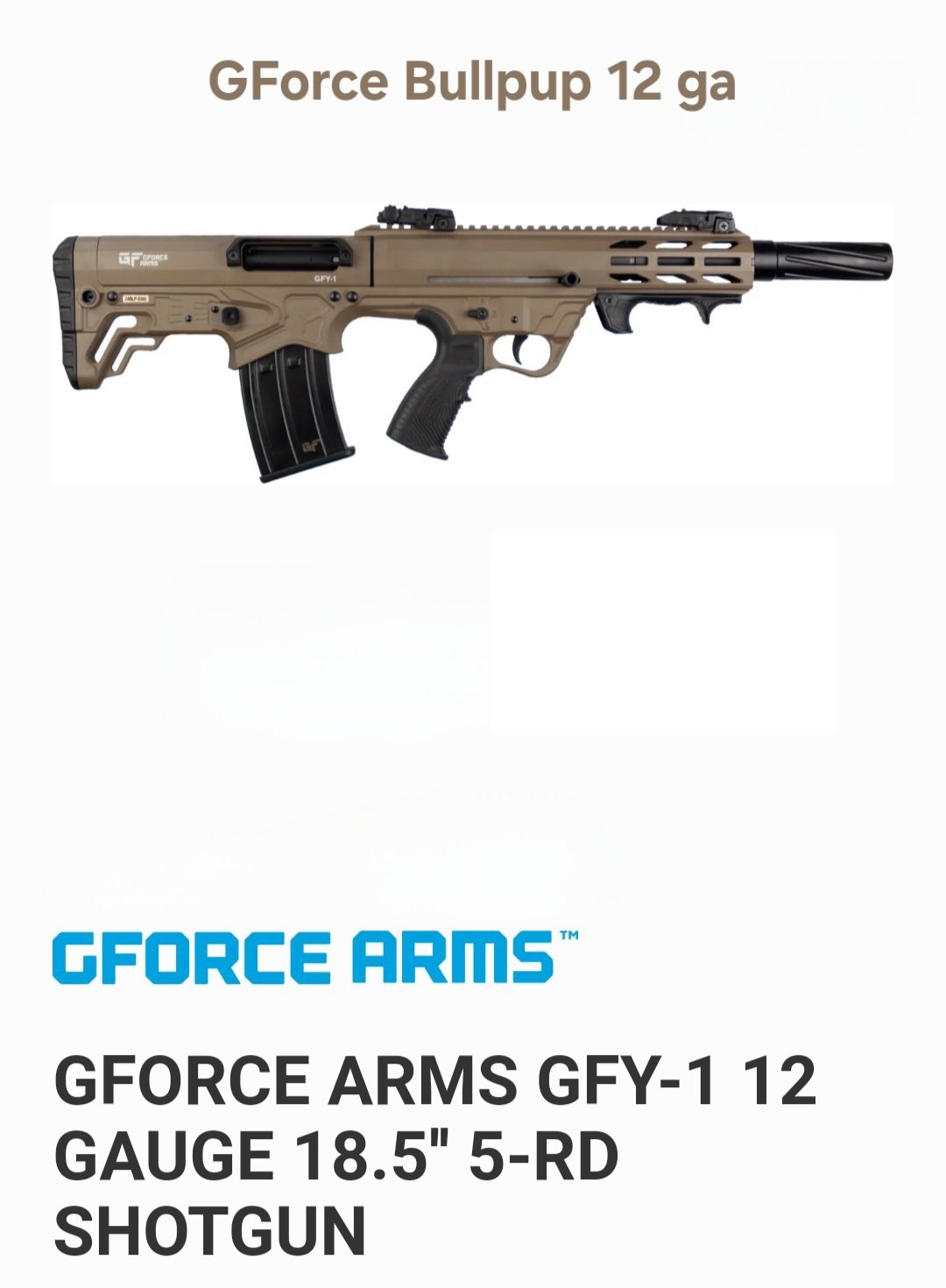 Gforce Arms GFY-1 12 gauge--Call For Price--