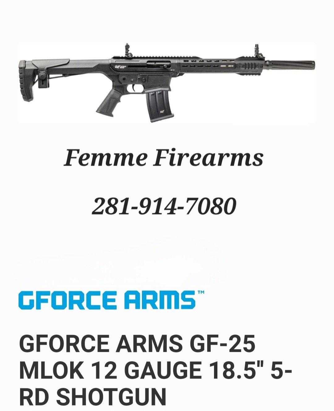 Gforce Arms GF-25 MLOK 12 Gauge--Call For Price--