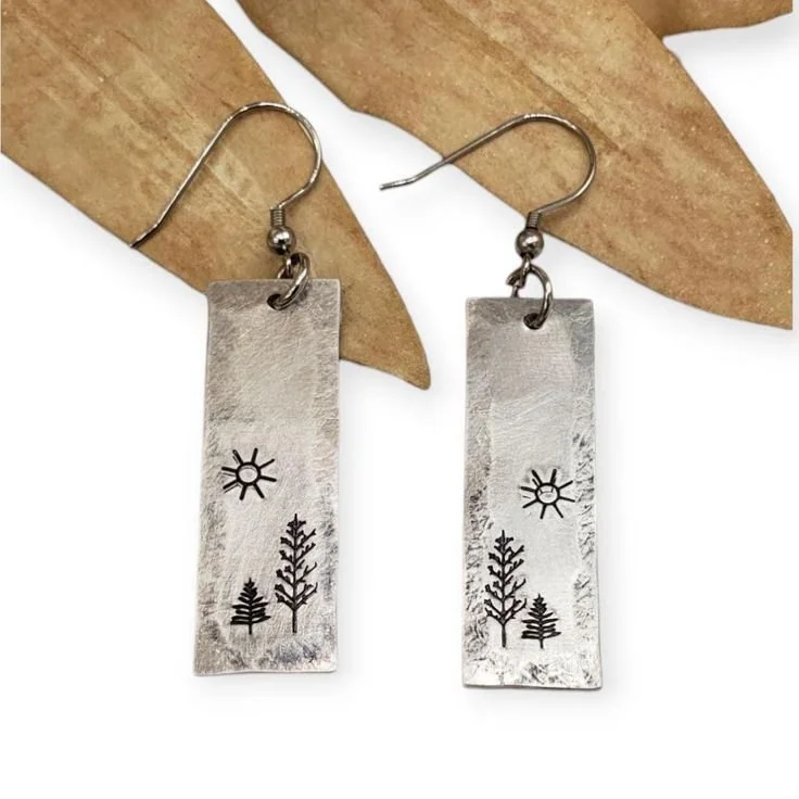 Hand Stamped Silver Bar Earrings These silver bar….jpg
