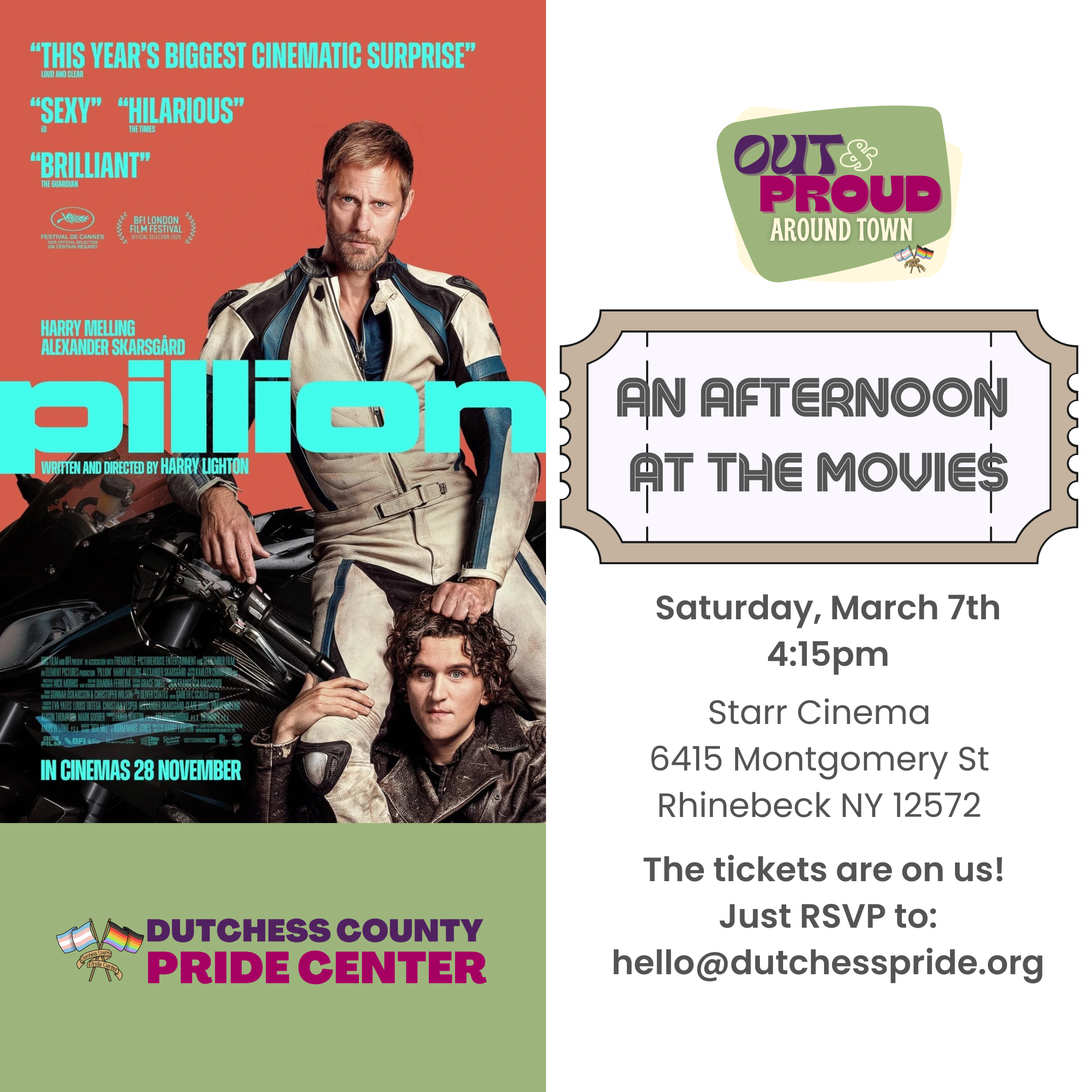 Free Screening of ‘Pillion"‘ - Out &amp; Proud 2026