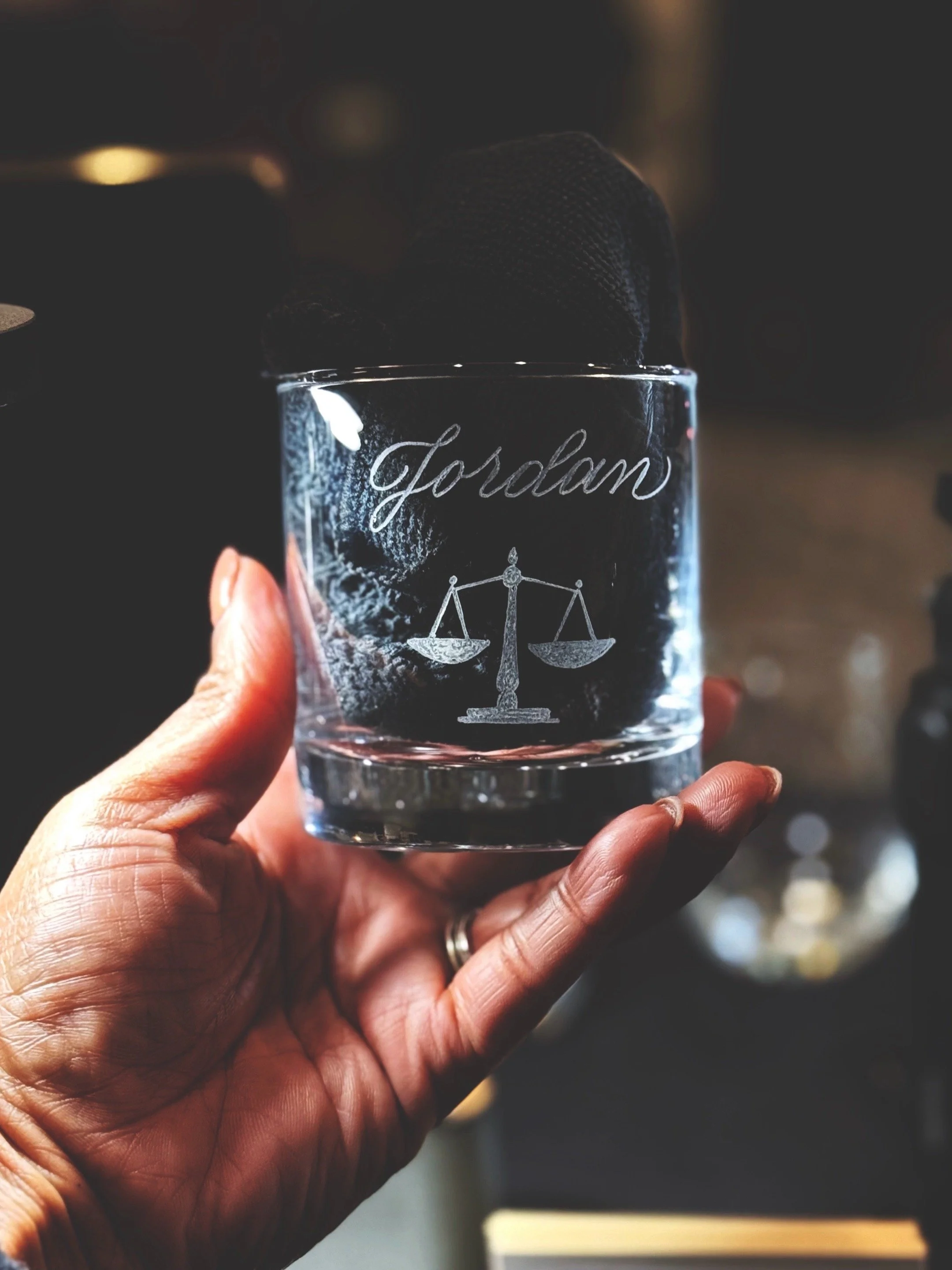 Peak Potential Foundation Gala | One of two artists customizing glassware with guest names and illustrations, creating one-of-a-kind keepsakes for attendees and supporters.