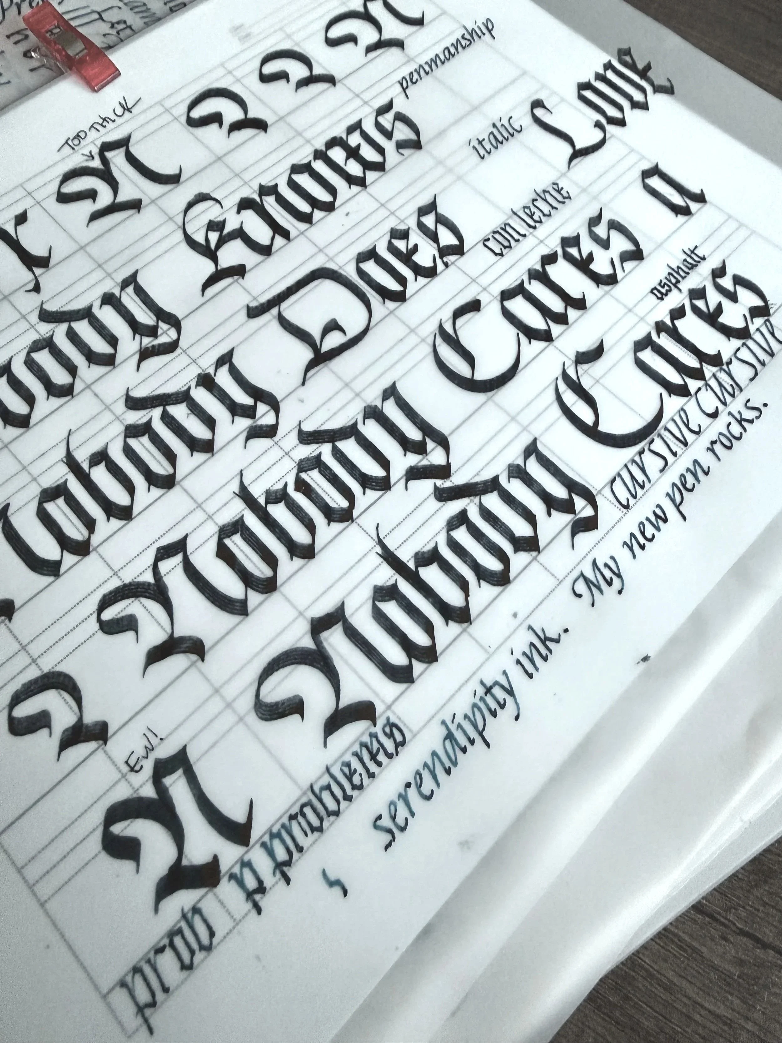 practice sheet of fraktur lettering