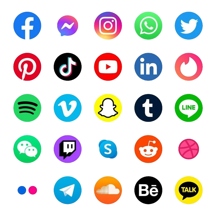 Download premium png of PNG social media icons set with Facebook, Instagram, Twitter, TikTok, YouTube logos about app icons, social media icons, social media, icon, and png 3344361.png