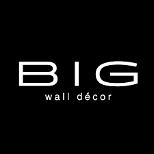 Logo with the words 'BIG wall décor' on a black background