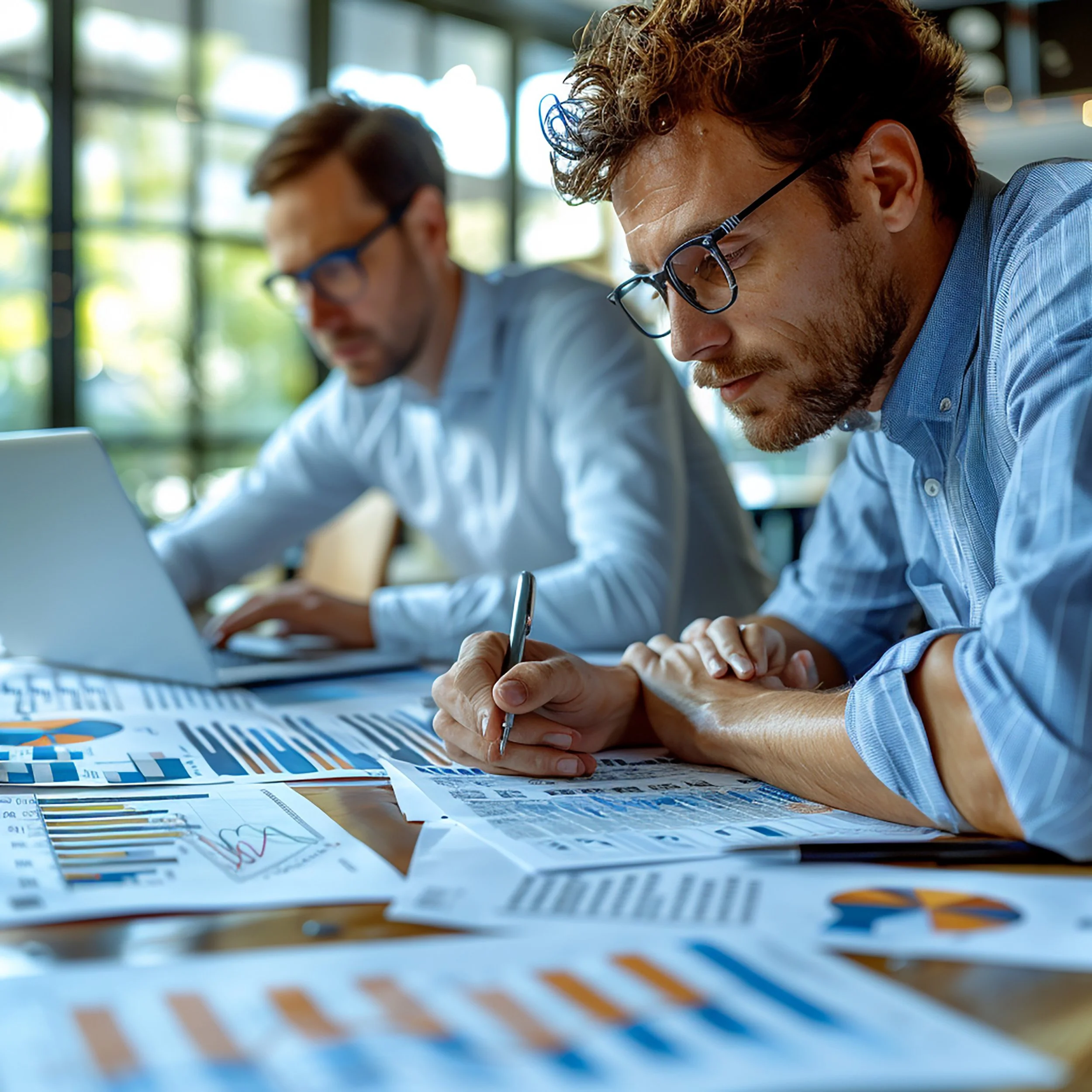 quantity-surveyor-sat-table-glasses-reviewing-report