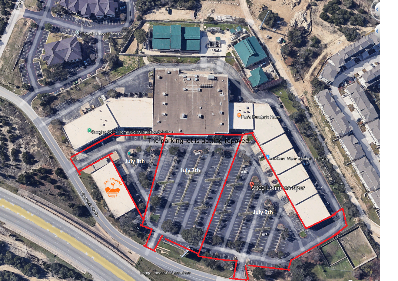 Parking Lot Repair 7/6-10th, please take note!