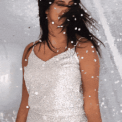 Frau in glitzerndem Oberteil feiert ihren Fortschritt – Illustration für das Empowerment und die erfolgreiche therapeutische Begleitung in der Rückbildungsphase.