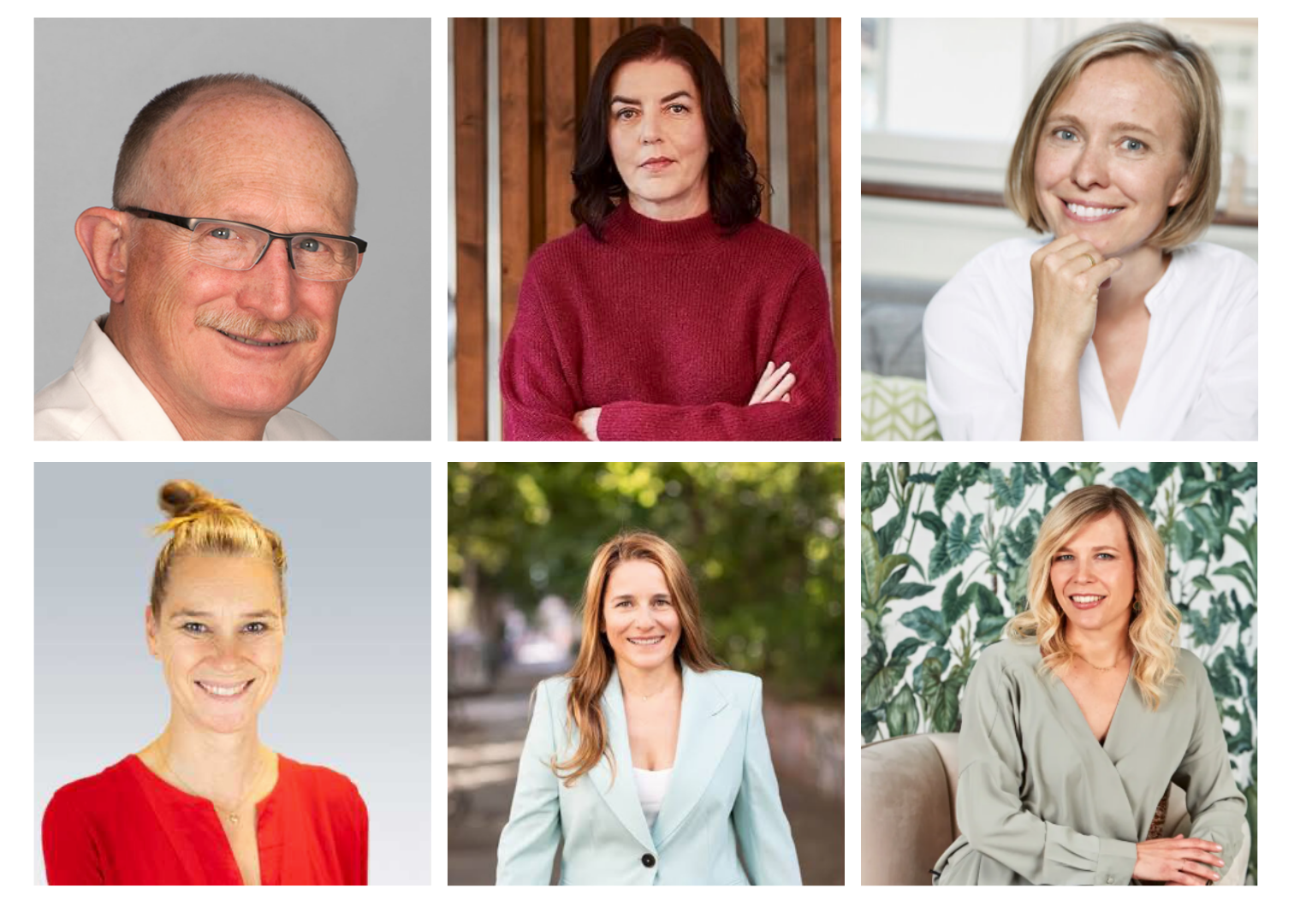 Collage der Postpartum Pro Dozenten: Nicole Frank, Sabine Meissner. Dr. Rainer Lange sowie Experten aus Medizin und Hebammenwesen für eine interdisziplinäre Spezialisierung in der Frauengesundheit.