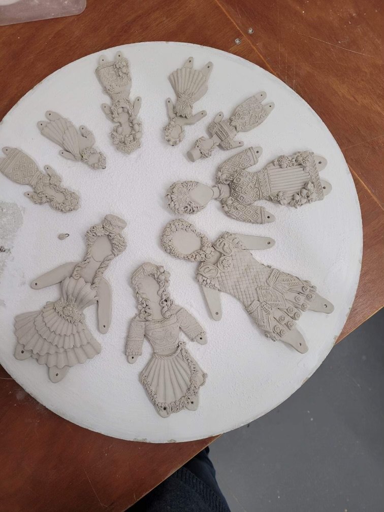 Biscuit ware bodies.