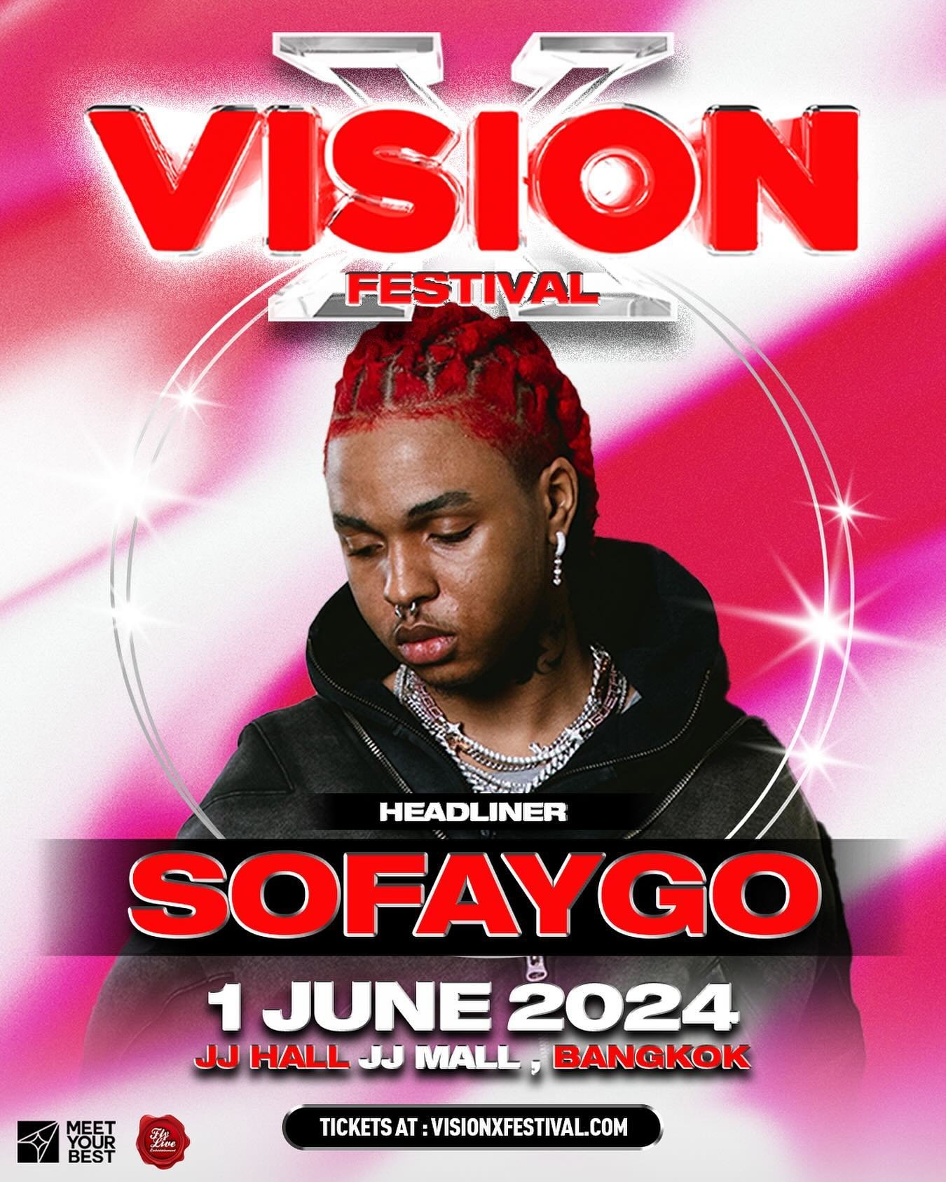 THE WAIT IS OVER ‼️
MEET OUR 2nd HEADLINER @sofaygo 

VISION X FESTIVAL 🇹🇭

1 JUNE 2024 📆

TIER 3 TICKETS OPEN NOW ⏰
MORE DETAILS @ visionxfestival.com

ยินดีต้อนรับ Headliner คนที่สองของเรา SoFaygo !! พบกับเขาได้ที่งาน Vision X Festival วันที่ 1 