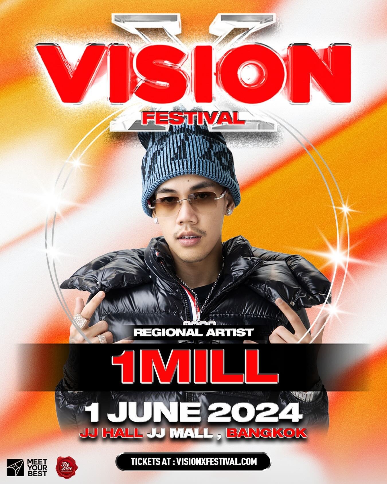 WELCOME THE ONE AND ONLY &lsquo;1MILL&rsquo; 🇹🇭🔥
HEADLINING THAI ARTIST FOR VISION X ‼️

ยินดีต้อนรับ 1MILL 🐍🔥 แรปเปอร์ซุปเปอสตาร์ที่จะมานำทีมศิลปินไทยในงาน VISION X ครั้งนี้ ‼️

TIER 2 TICKETS OPEN NOW 👇

Get tickets now 👉🏼 visionxfestival.c