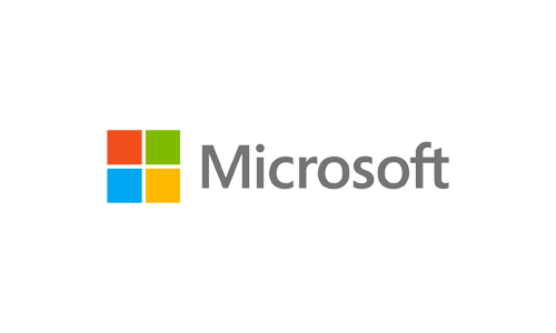 Microsoft logo with colored squares and the word "Microsoft" on a black background.