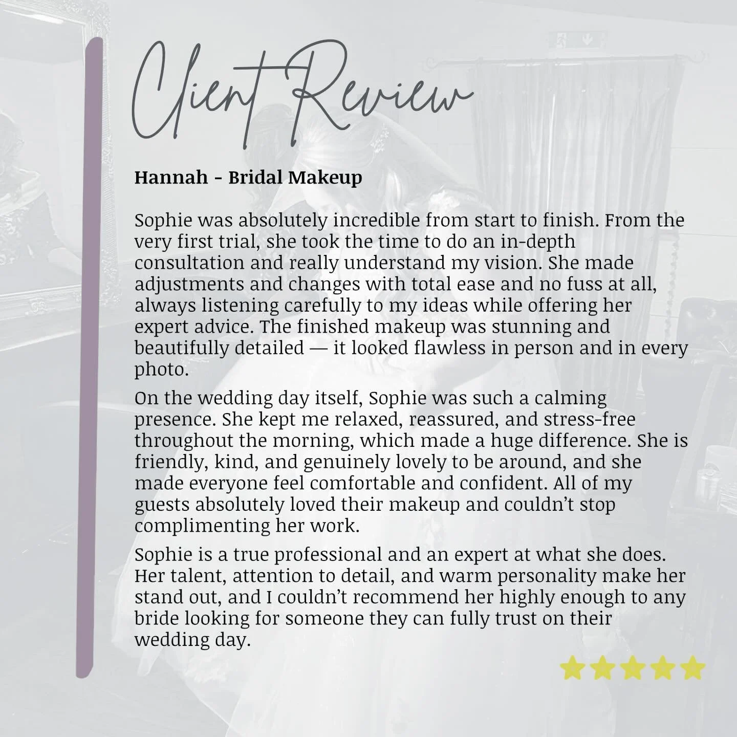 What a review to receive! ✨

I&rsquo;m so grateful I get to call this my job, and it means I get to meet lovely people like Hannah - she made such a gorgeous bride! I&rsquo;m so, so glad you chose me to be your artist for your special day 🤍