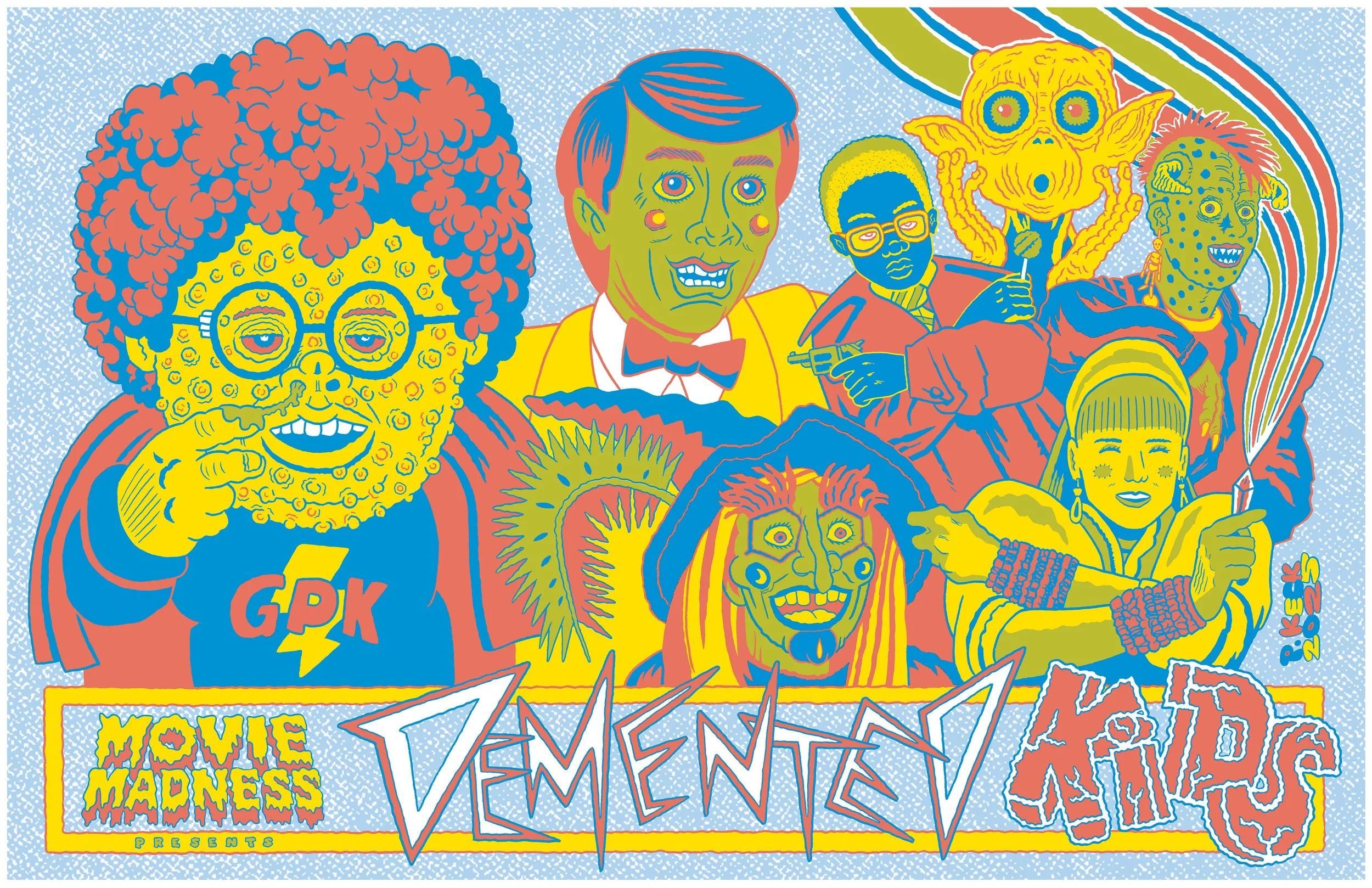 Risograph poster design for Movie Madness, a Portland, Oregon video rental store