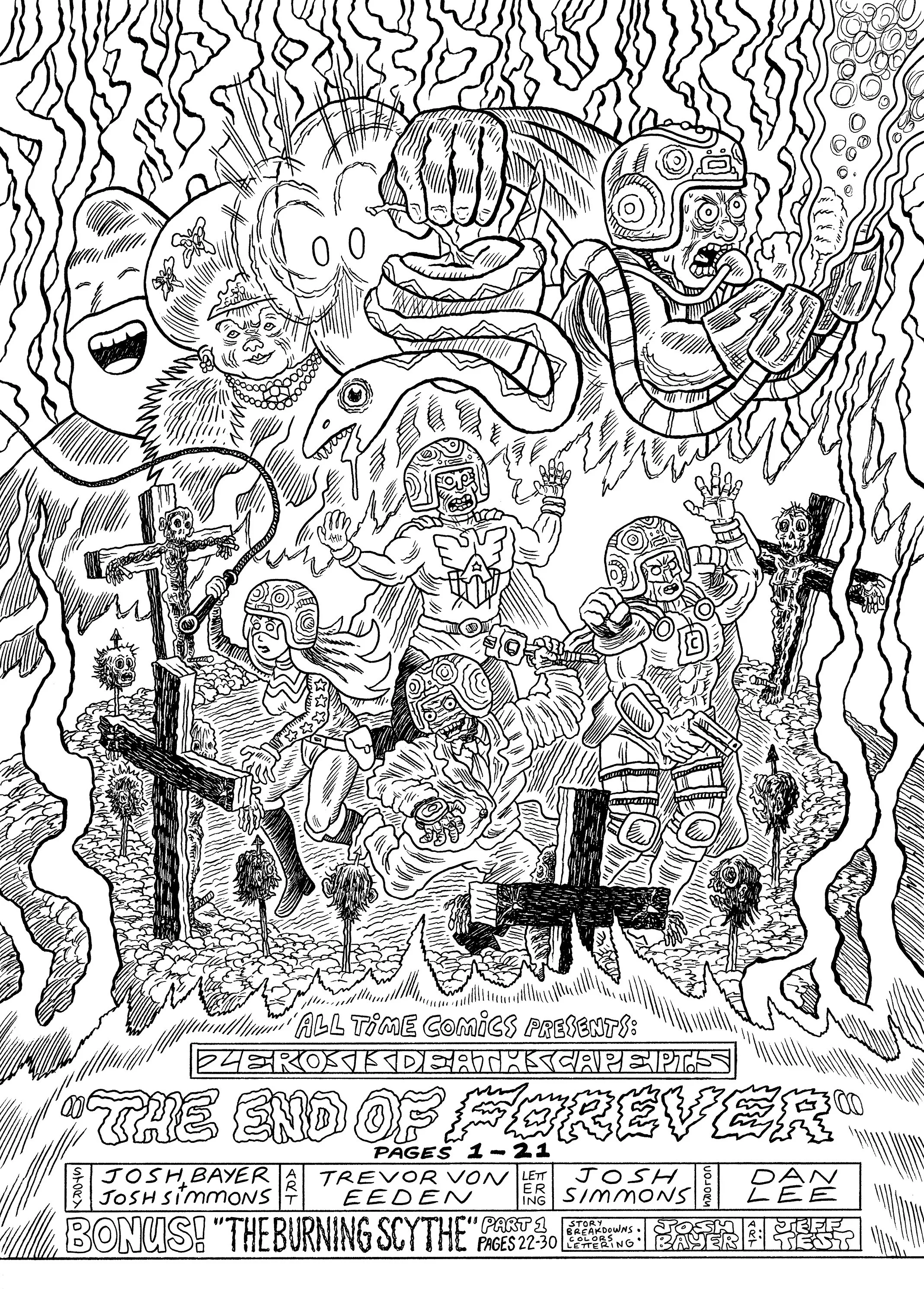 Illustration for All Time Comics: Zerosis Deathscape, Issue #5, pen and ink
