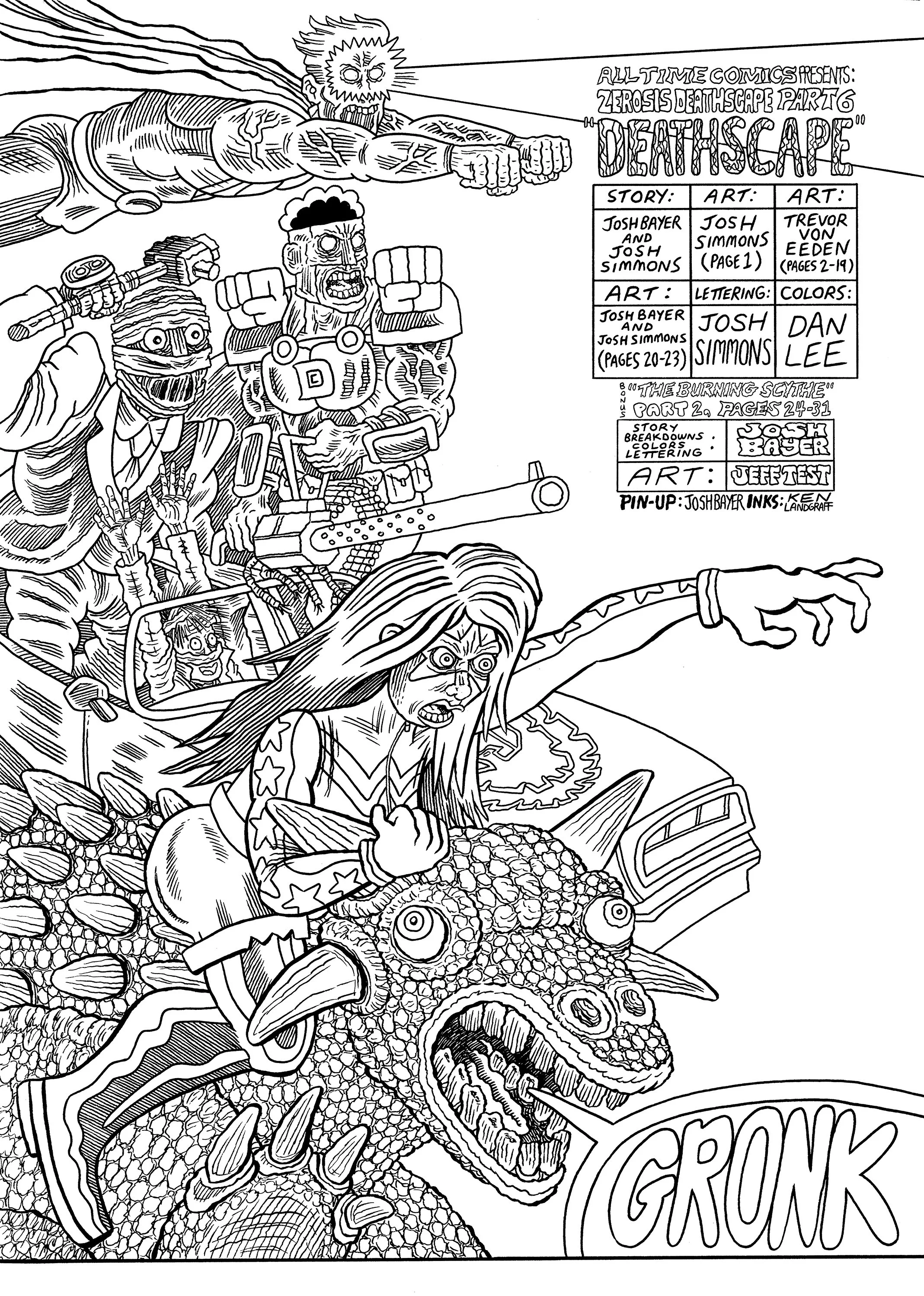 Illustration for All Time Comics: Zerosis Deathscape, Issue #6, pen and ink