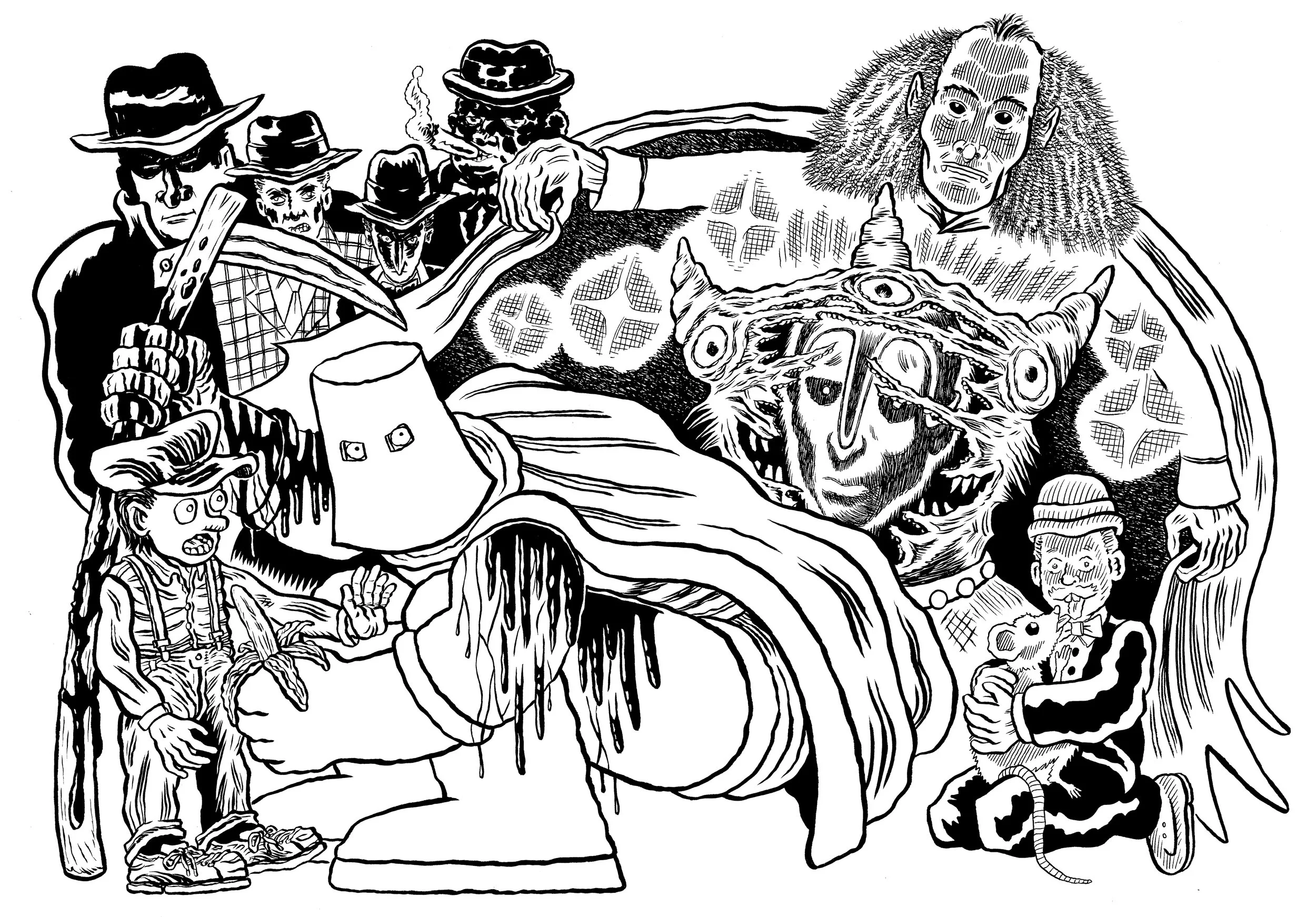 Illustration for All Time Comics: Zerosis Deathscape, Issue #0, pen and ink