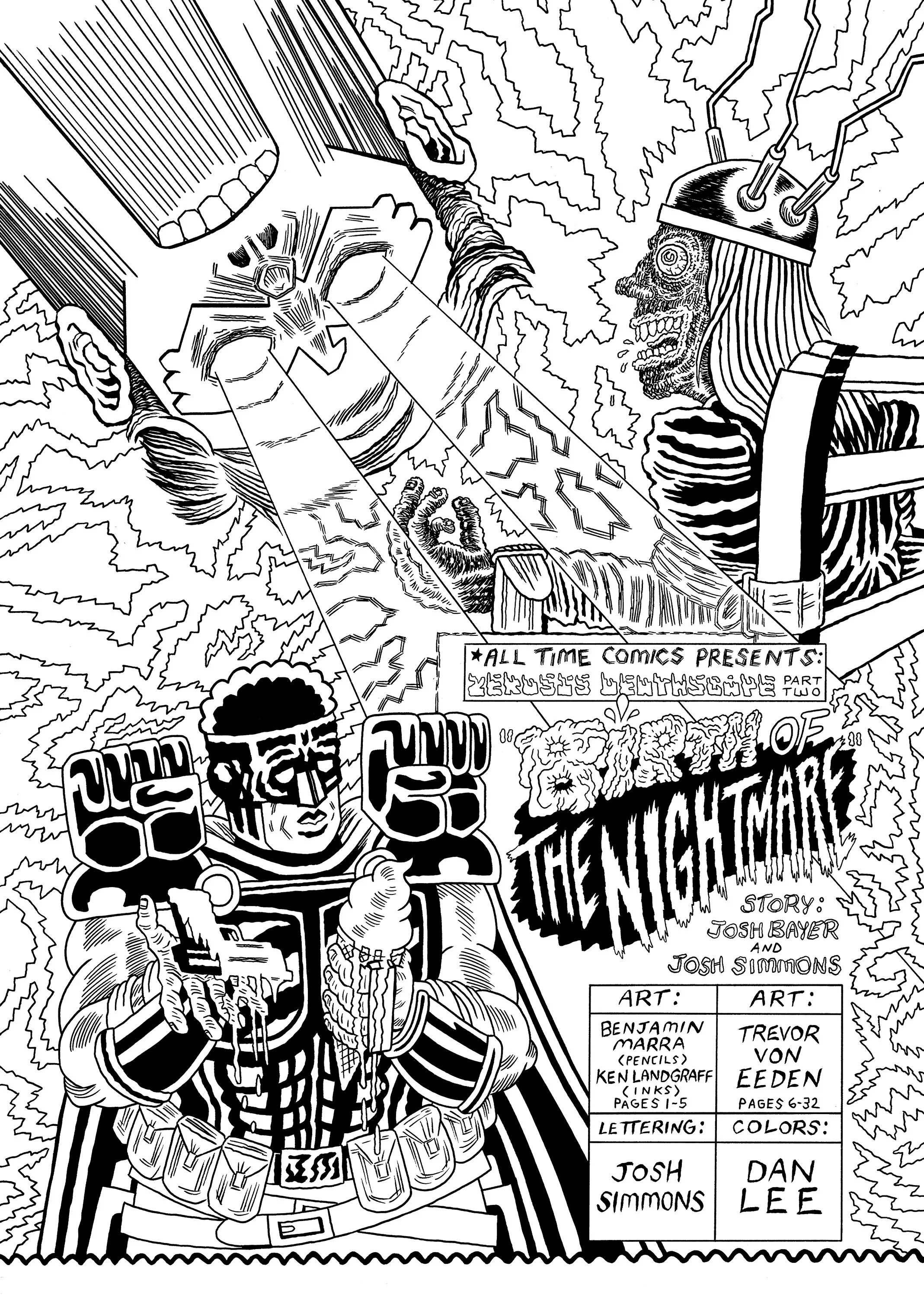 Illustration for All Time Comics: Zerosis Deathscape, Issue #2, pen and ink