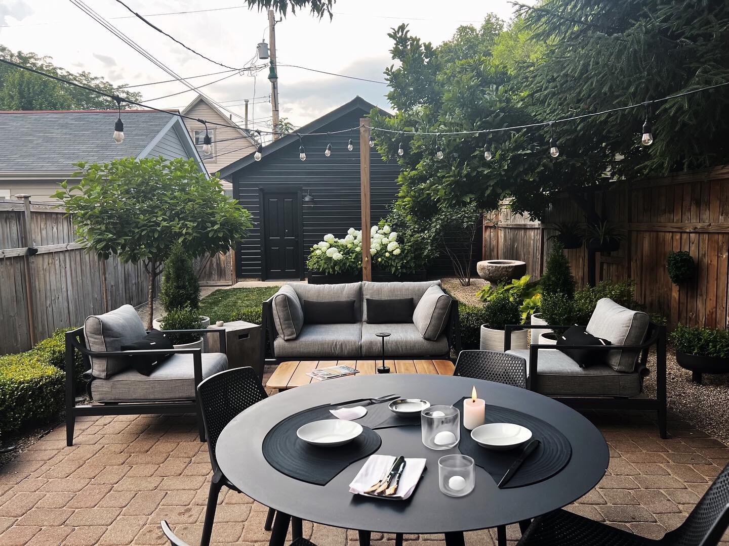 The summer &lsquo;23 patio upgrade. We fell in love with our @liveouter chairs and wanted to complete the set with a matching sofa. For a more formal dinner setting, we opted for smaller dining table from @article to round out the space.
.
.
.
#colum