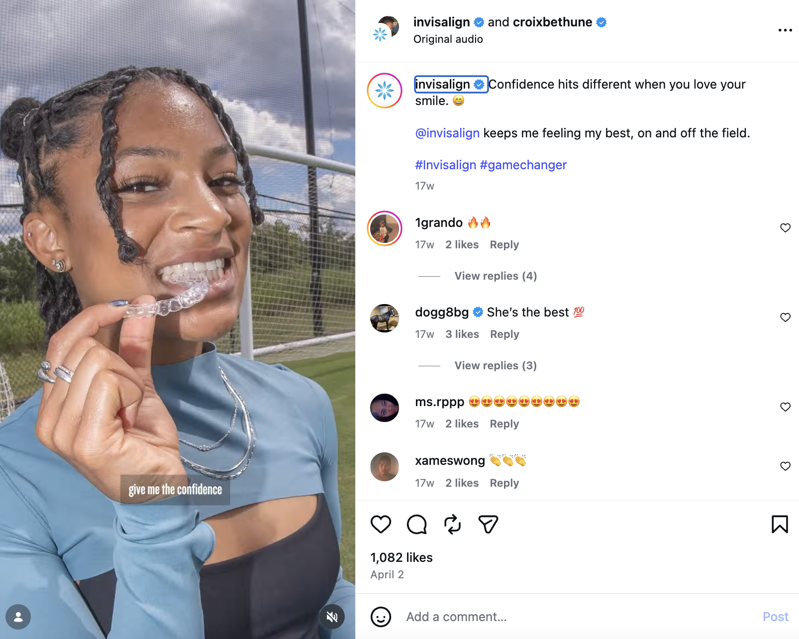 Kathy Ferreira sharing her Invisalign treatment experience and smile in an Invisalign Instagram post
