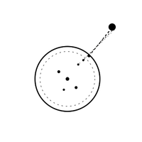 Black circular design with small white specks resembling stars