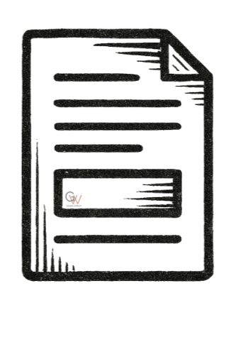 A digital illustration of a stacked stack of documents with a magnifying glass at the bottom.