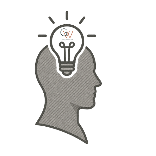 Silhouette of a person's head with a light bulb inside the head, symbolizing an idea or creativity.